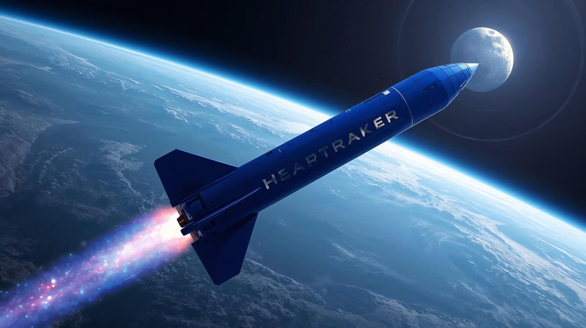 HEARTRAKER I launch vehicle ascending toward the moon